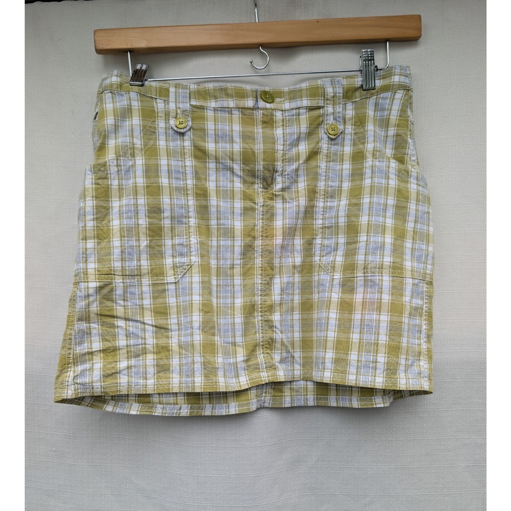 Horny Toad Plaid Skirt 8 Earthy Green Organic Cotton Outdoor Hiking Mini
